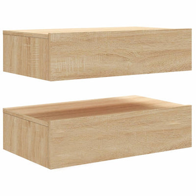 TV-tasot LED-valoilla 2 kpl Sonoma-tammi 60x35x15,5 cm