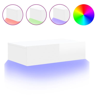 TV-taso LED-valoilla korkeakiilto valkoinen 60x35x15,5 cm