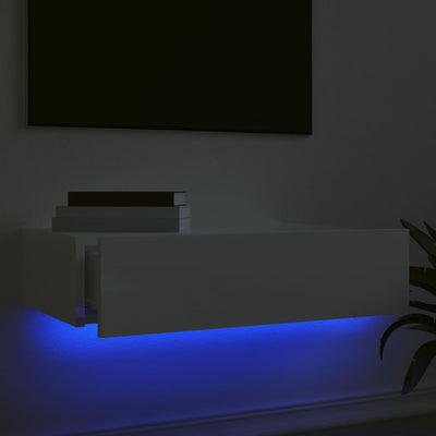 TV-taso LED-valoilla korkeakiilto valkoinen 60x35x15,5 cm