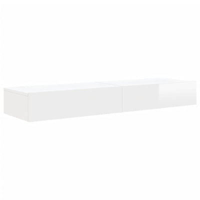 TV-tasot LED-valoilla 2 kpl korkeakiilto valk. 60x35x15,5 cm