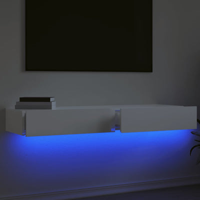 TV-tasot LED-valoilla 2 kpl korkeakiilto valk. 60x35x15,5 cm