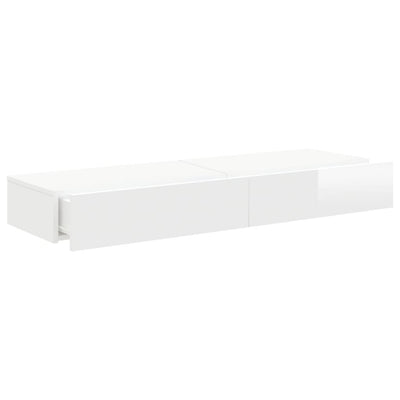 TV-tasot LED-valoilla 2 kpl korkeakiilto valk. 60x35x15,5 cm