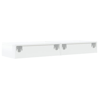 TV-tasot LED-valoilla 2 kpl korkeakiilto valk. 60x35x15,5 cm