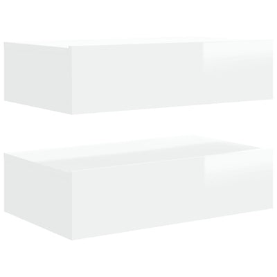 TV-tasot LED-valoilla 2 kpl korkeakiilto valk. 60x35x15,5 cm