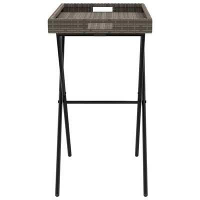Kokoontaittuva tarjotinpöytä harmaa 65x40x75 cm polyrottinki