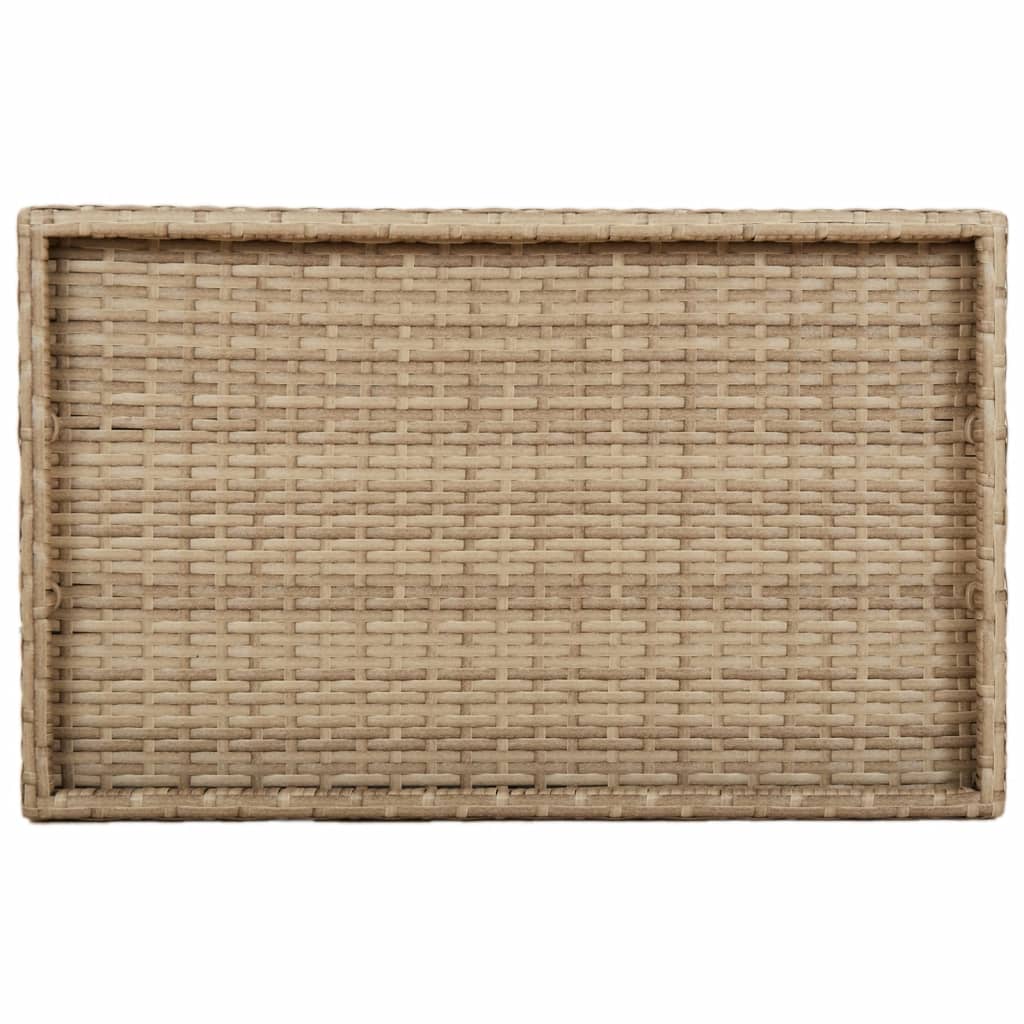 Beige kokoontaittuva tarjotinpöytä Eudora 65x40x75cm (polyrottinki)
