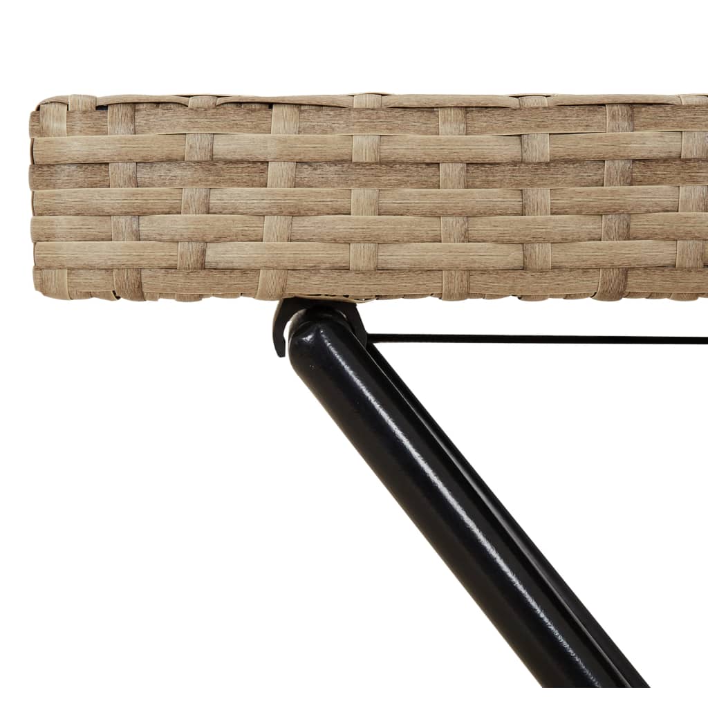 Beige kokoontaittuva tarjotinpöytä Eudora 65x40x75cm (polyrottinki)