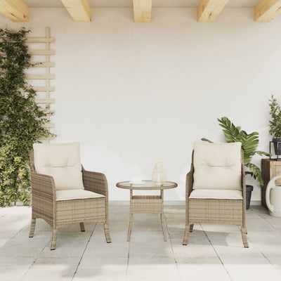 Puutarhatuolit pehmusteilla 2 kpl beige polyrottinki