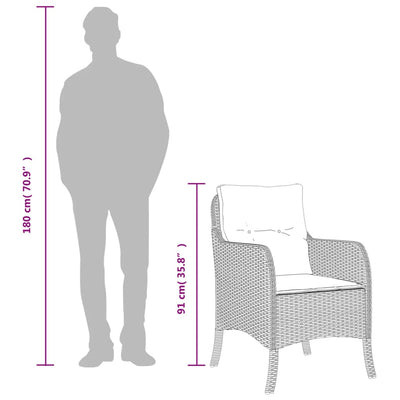 Beige puutarhatuolit pehmusteilla Jorj 2 kpl (polyrottinki)