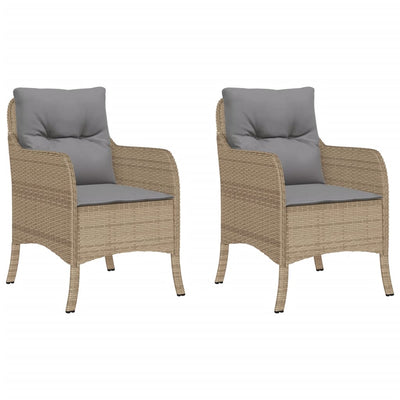 Puutarhatuolit tyynyillä 2 kpl beige sekoitus polyrottinki