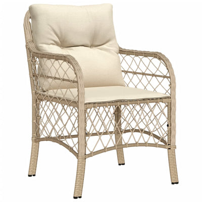 Puutarhatuolit pehmusteilla 2 kpl beige polyrottinki