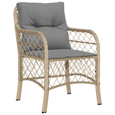 Puutarhatuolit tyynyillä 2 kpl beige sekoitus polyrottinki