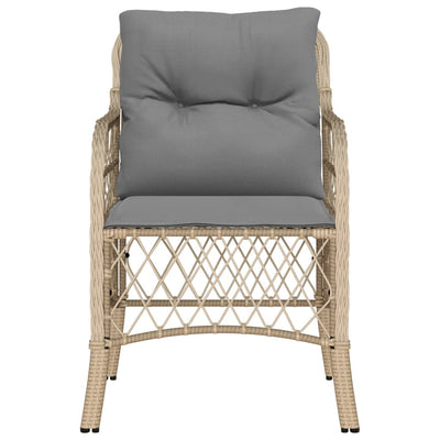 Puutarhatuolit tyynyillä 2 kpl beige sekoitus polyrottinki