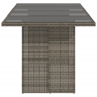 Puutarhapöytä lasipöytälevy harmaa 190x80x74 cm polyrottinki