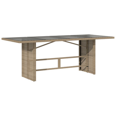 Puutarhapöytä lasipöytälevy beige 190x80x74 cm polyrottinki