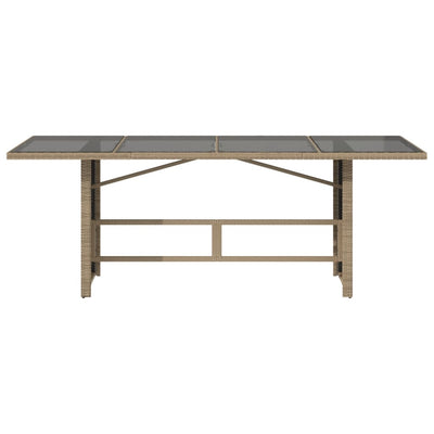 Puutarhapöytä lasipöytälevy beige 190x80x74 cm polyrottinki