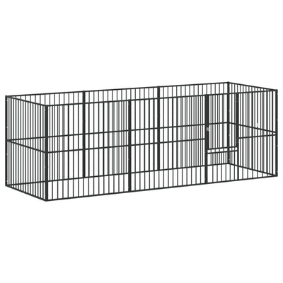 Musta koiranhäkki Hermihe (8 paneelia galvanoitu teräs)