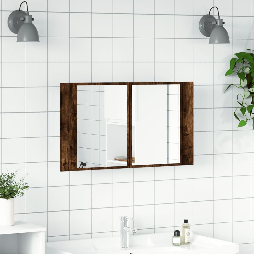 Savutammi kylpyhuoneen led peilikaappi Iordana 80x12x45cm (akryyli)
