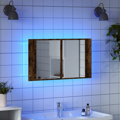 Kylpyhuoneen LED peilikaappi savutammi 80x12x45 cm akryyli