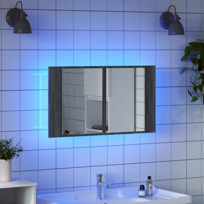 Kylpyhuoneen LED peilikaappi harmaa Sonoma 80x12x45 cm akryyli