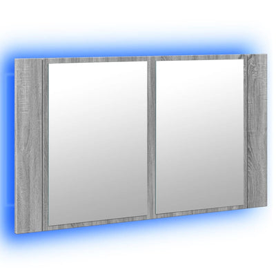 Kylpyhuoneen LED peilikaappi harmaa Sonoma 80x12x45 cm akryyli