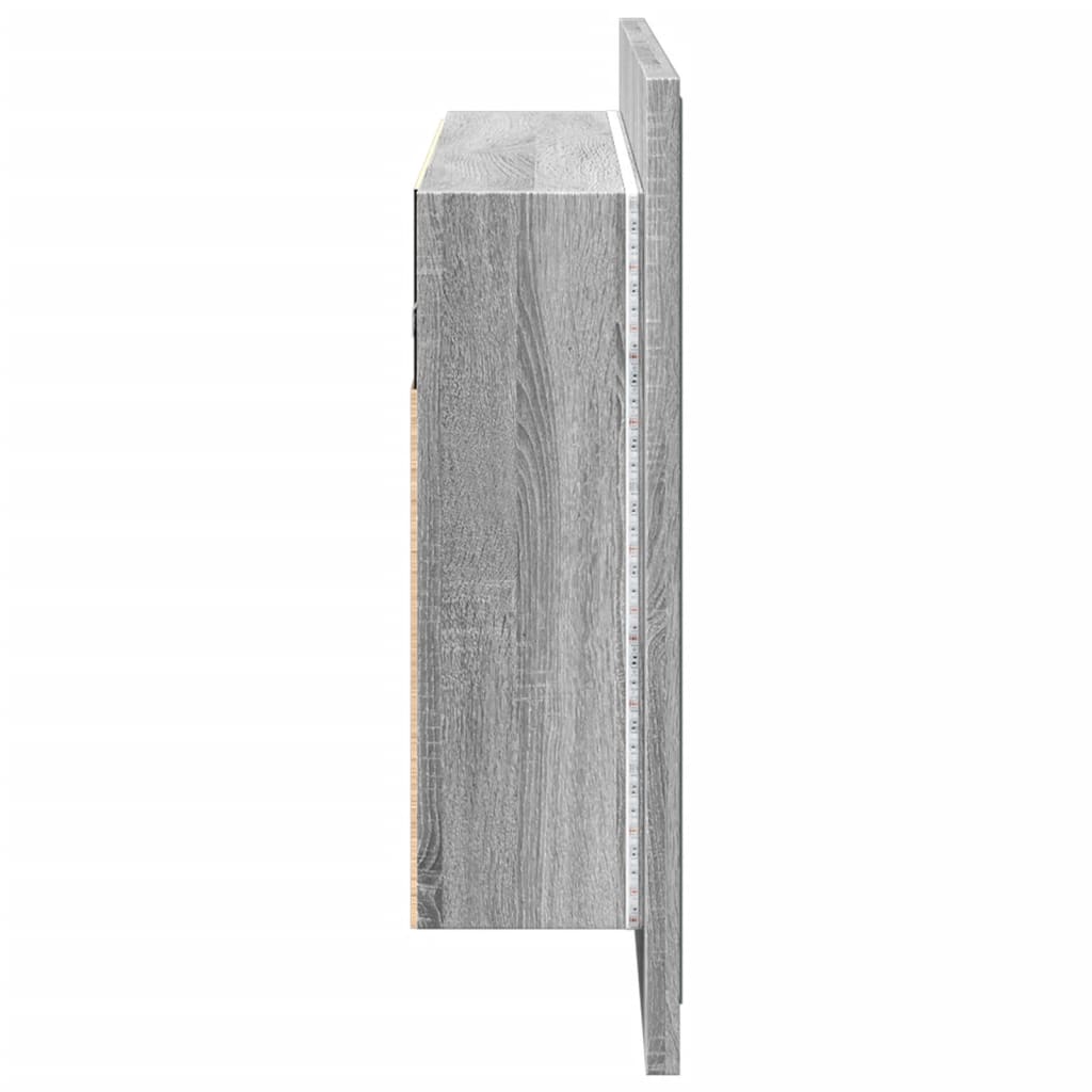 Harmaa kylpyhuoneen led peilikaappi Iordana 80x12x45cm (sonoma akryyli)