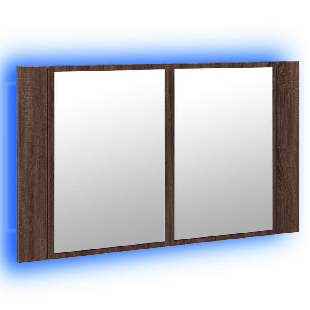 Ruskea tammi kylpyhuoneen led peilikaappi Iordana 80x12x45cm (akryyli)