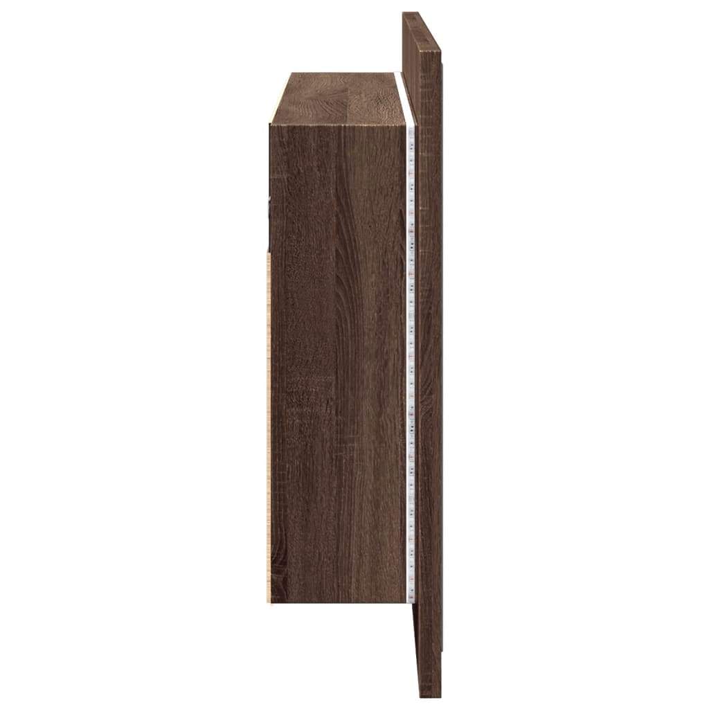 Ruskea tammi kylpyhuoneen led peilikaappi Iordana 80x12x45cm (akryyli)
