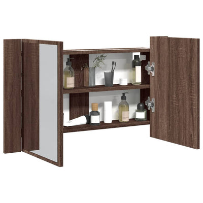 Kylpyhuoneen LED peilikaappi ruskea tammi 80x12x45 cm akryyli