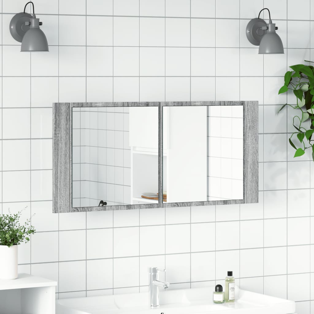 Harmaa kylpyhuoneen led peilikaappi Valumia 100x12x45cm (sonoma)