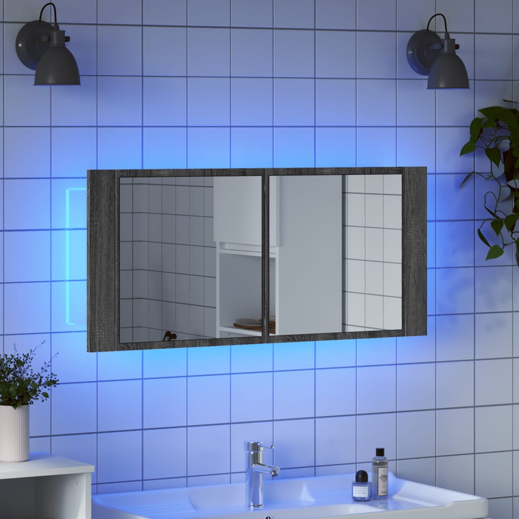 Harmaa kylpyhuoneen led peilikaappi Valumia 100x12x45cm (sonoma)