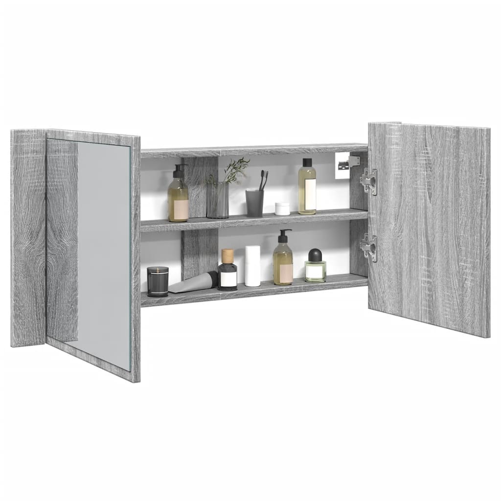 Harmaa kylpyhuoneen led peilikaappi Valumia 100x12x45cm (sonoma)