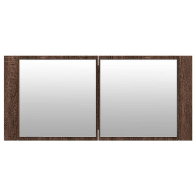 Kylpyhuoneen LED peilikaappi ruskea tammi 100x12x45 cm