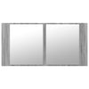 Kylpyhuoneen LED peilikaappi harmaa Sonoma 90x12x45 cm akryyli
