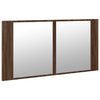 Kylpyhuoneen LED peilikaappi ruskea tammi 90x12x45 cm akryyli