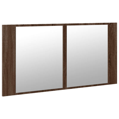 Kylpyhuoneen LED peilikaappi ruskea tammi 90x12x45 cm akryyli