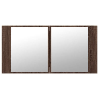 Kylpyhuoneen LED peilikaappi ruskea tammi 90x12x45 cm akryyli