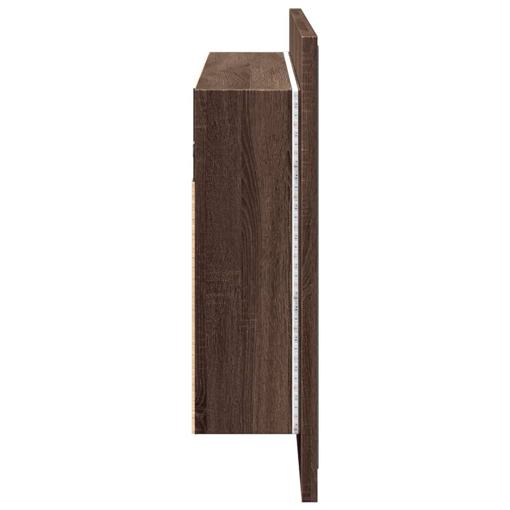 Ruskea tammi kylpyhuoneen led peilikaappi Delicia 90x12x45cm (akryyli)