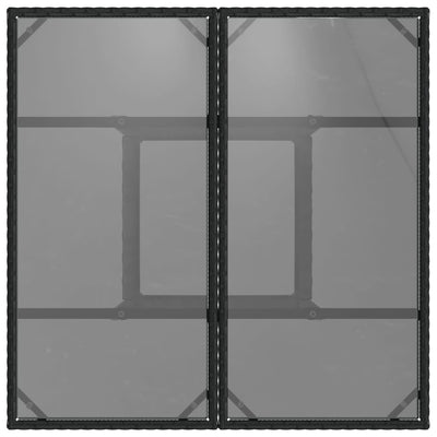 Musta puutarhapöytä Actiunea 80x80x75cm (lasilevyllä polyrottinki)