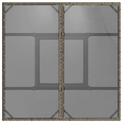 Harmaa puutarhapöytä Actiunea 80x80x75cm (lasilevyllä polyrottinki)