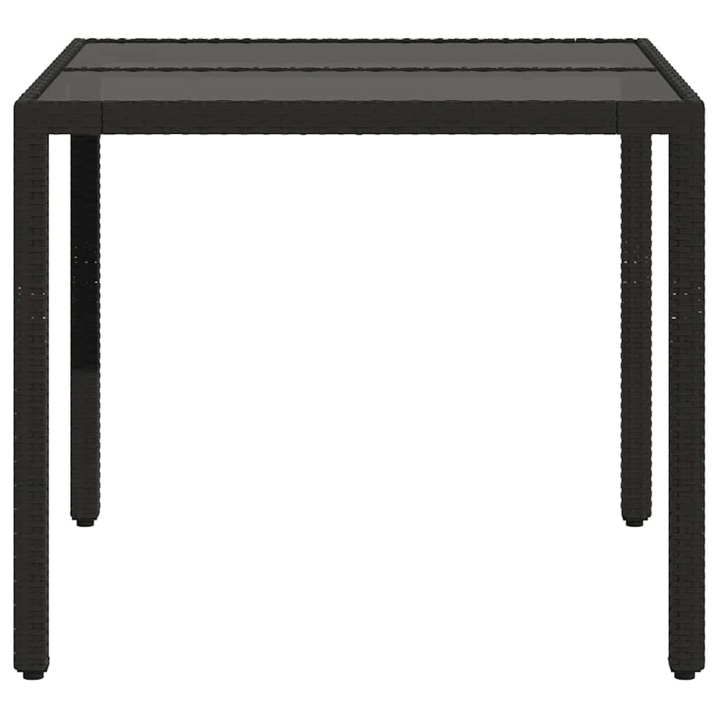 Musta puutarhapöytä Cian 90x90x75cm (lasilevyllä polyrottinki)