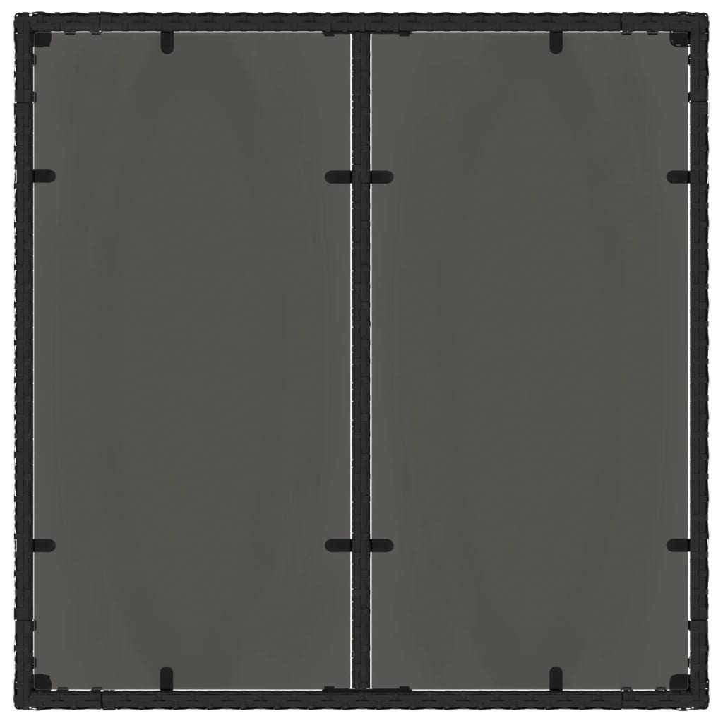 Musta puutarhapöytä Cian 90x90x75cm (lasilevyllä polyrottinki)