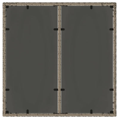 Harmaa puutarhapöytä Cian 90x90x75cm (lasilevyllä polyrottinki)