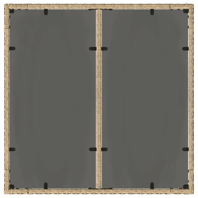 Beige puutarhapöytä Cian 90x90x75cm (lasilevyllä polyrottinki)