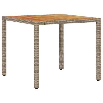Puutarhapöytä akasiapuu ja polyrottinki harmaa 90x90x75 cm