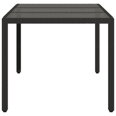 Puutarhapöytä lasipöytälevy musta 150x90x75 cm polyrottinki