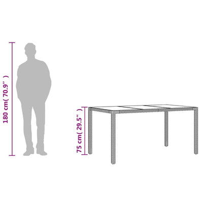 Puutarhapöytä lasipöytälevy musta 150x90x75 cm polyrottinki