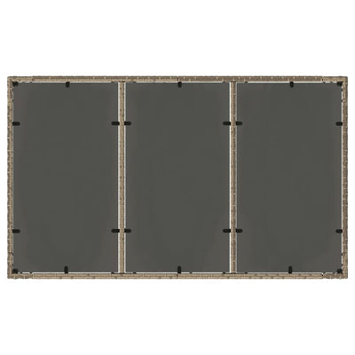Puutarhapöytä lasipöytälevy harmaa 150x90x75 cm polyrottinki