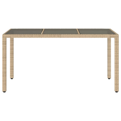 Puutarhapöytä lasipöytälevy beige 150x90x75 cm polyrottinki