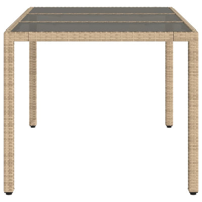 Puutarhapöytä lasipöytälevy beige 150x90x75 cm polyrottinki